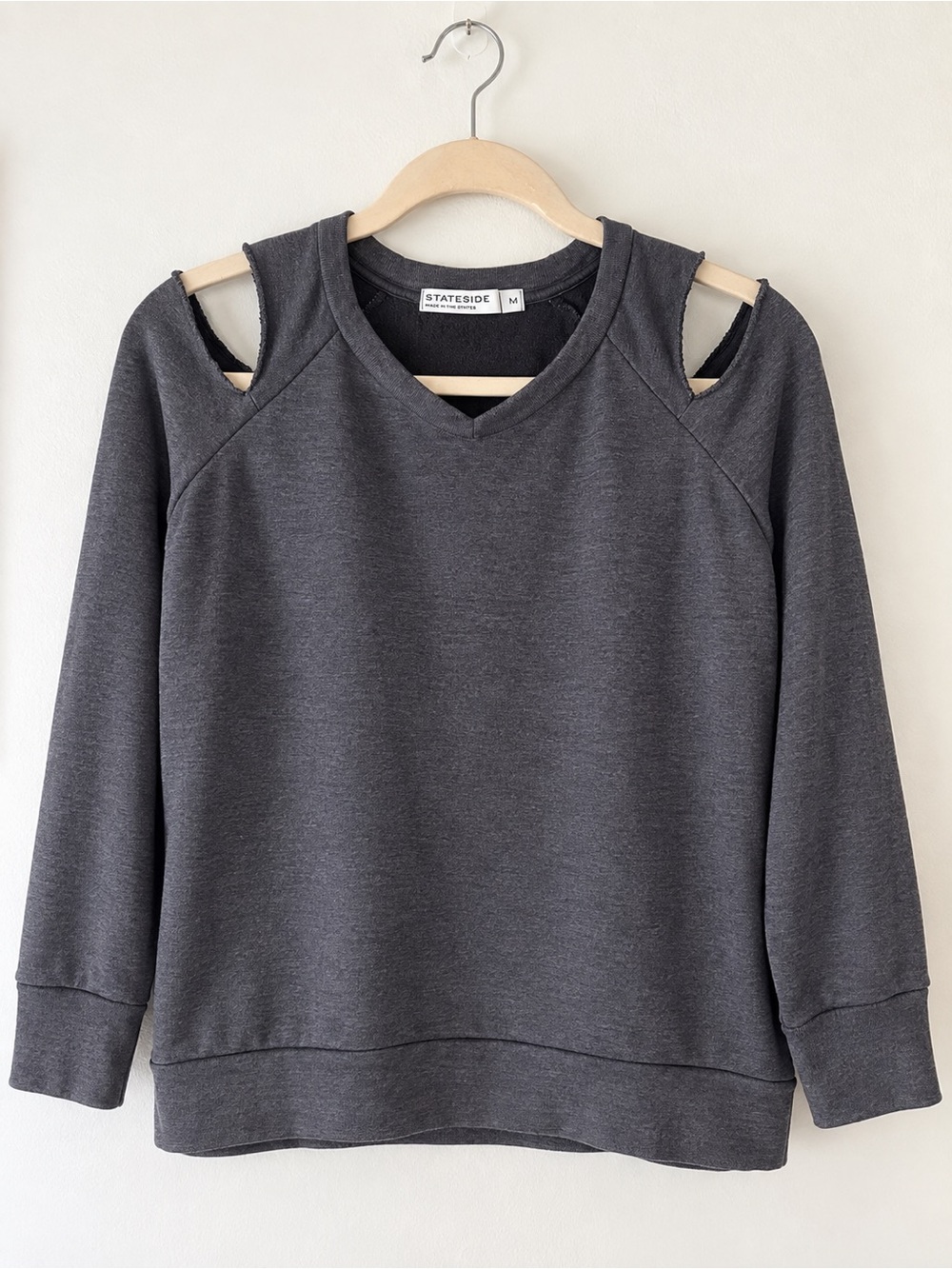 Stateside Charcoal Cold-Shoulder Sweatshirt - Dark Gray